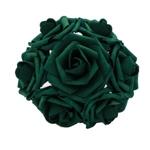 Hunter green artificial rose flower head, 8 cm