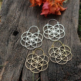 Sacred Geometry Seed of Life Earrings,Flower of Life Earrings,Hoop Earrings,Boho Earrings,Ethnic  Earrings,Festival Jewelry,gift for her,E91