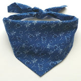 Blue floral dog bandana, triangular bandana scarf with tie ends