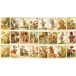 Alphabet fabric panel with fairy illustrations and letters A–Z