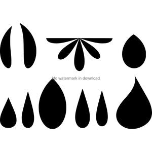 Set of black flower petal silhouettes, various droplet shapes for SVG and cut files