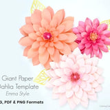 Giant Paper Dahlia Wall Flower Template, Paper Flower Wall, DIY Flower Templates, Paper flower SVG Cut Files, Printable Templates,