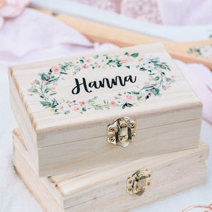 Flower Girl Gift Box - Bridesmaid Gift - Personalized Bridal Party Gift - Wooden Box #WB001