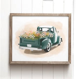Flower Truck Print, Farmhouse Truck, Vintage Truck, Flower Delivery, Watercolor Style, Farm Fresh Flowers, Flower Art, Colorful, Farm Truck