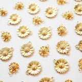 10pc Real Gold Plated Daisy Flower Charm Pendant