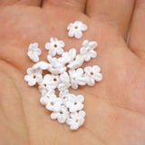 Mini flower beads, White opaque beads, Wedding flowers, Flower embellishment, Flower applique, tiny flowers