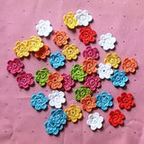 Crochet Flowers Appique 5pcs Small Flower Crochet Motif Flowers Decorate Colorful Flowers Decorations Colorful Crocheted Flowers