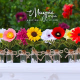Mini felt flowers, flower gift, wedding favors, mum gift, desk gift, thank you appreciation gift, mothers day flowers, sunflower, poppy