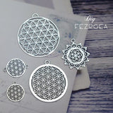Flower of life Antique silver charms . Large life flower pendants. CM200