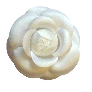 White silk camellia flower brooch pin with round flower cluster