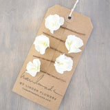 Set of 5 ivory hydrangea bud hair flowers with pins on card