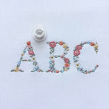 Machine embroidery Alphabet Small Letters with flowers  1.68 " / 43 mm tall UPPERCASE ONLY Floral monogram heirloom embroidery font
