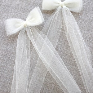 Tulle Bow Hair Clips, Communion Hair Bows, Flower Girls Bows, Party Bows