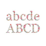 Floral Alphabet machine embroidery design Small Letters with flowers  1.68 in / 43 mm tall UPPERCASE and LOWERCASE  Flower monogram heirloom