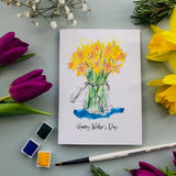 Happy MotherÕsDaycard, mother's day daffodil card, mothersdayspecial, mothersdaydaffflowers, mothersdaycards, personalised mothers day card,
