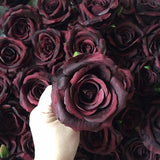 Wholesale 50-100pcs Artificial Roses Flowers,Roses Flowers Head, Burgundy Roses, Dusty Rose, Blue Roses for Wedding Bouquets