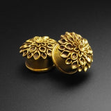 Brass Flower Double Flare Plug | Brass Ear Stretcher Gauges | Sizes 6mm (2g) - 16mm (5/8") | FREE Delivery Available!