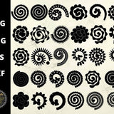 30 Rolled Flowers SVG Bundle | 3D Craft Patterns SVG | Paper Felt Fabric Flowers Template | svg, dxf, eps, png Cut Files | Instant Download