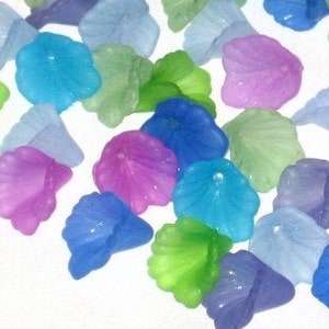 Mixed color translucent calla lily flower beads, lucite acrylic, 12mm