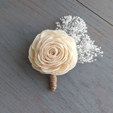 Boutonniere or Corsage with Sola Wood Flower and Accent Filler to Match Your Bouquet