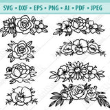 Flower SVG Files, Flower wreath Svg, Floral headband Svg, Flower Border Png, Flower cut file, Flower Frame, Silhoutte, Svg File for cricut