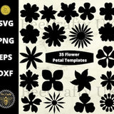 Paper Flower SVG Template Pattern Bundle | Flower Silhouettes Clipart Design Elements | svg dxf eps png Cut Files | Wedding Decorations