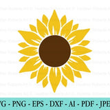 Sunflower SVG, Flower Svg, Digital Download, Clipart, Distressed Sunflower, Svg File Cricut, Png, Dxf,Eps, Silhouette, Cameo