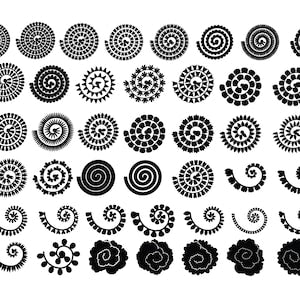 Rolled flower SVG cut file set with circular spiral rosette designs
