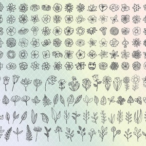 Floral SVG cut file bundle with leaf, flower, and branch stem designs