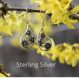 Edelweiss Flower Earrings, Sterling Silver, 15 mm wide x 25 mm long, Free delivery