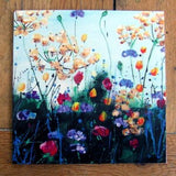 Floral Abundance, Fine Art Greeting Card, Large, 150mm x 150mm, summer floral hedgerow, suitable all occasions, blank, FREE DELIVERY