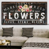 Custom Family Name Sign Vintage Farmhouse Wall Decor Rustic Chic Fresh Flower Market Sign Modern Kitchen Sign Primitive Country Home Decor