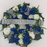 Artificial Flowers Wreath Funeral Tribute Memorial , Dad FatherÕs Day ,grandad , Mum , Sister ,round wreath grave large ring