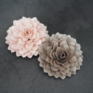 Set of two layered paper flowers, light pink and gray