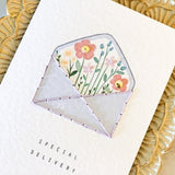 Handmade Embroidered Card | Unique Special Delivery Flowers Card | Flower Bouquet | Any occasion |