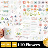 110 Flowers Blossom Vines Butterfly Bundle SVG PNG EPS Files for Cricut Silhouette Files, Easy Cut, Instant Download