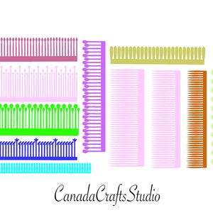 Paper flower center fringe strips, multicolor cut paper pieces with toothed edge
