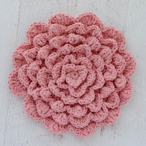 Pink crochet flower wall hanging