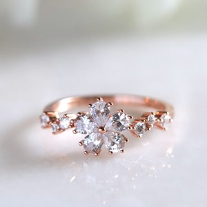 Flower Stacking Ring, Rose Gold Daisy Flower Ring, Sterling Silver Promise Ring, Statement Ring, Minimalist Ring, Promise Ring