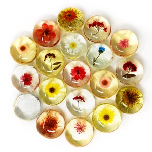 Handmade flower-shaped vegan soap with pressed petals, assorted colors