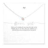 Flower Girl Necklace Pearl in Silver or Gold - Flower Girl Gift w Thank You Card - Flower Girl Jewelry, Wedding Gift, Bridal Party Favor