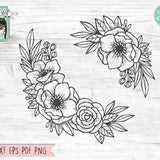 Flower SVG Files, Flower Border SVG, Floral SVG files, Flower cut file, Flower Frame svg, Floral Cut file, Rose svg file, Peony svg