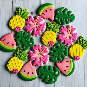 Tropical theme set cookies