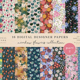 Meadow Flowers Digital Papers - Part 2 - Scrapbook Paper - Seamless Patterns - Digital Background - Printable Paper Set - Daisies Floral Art