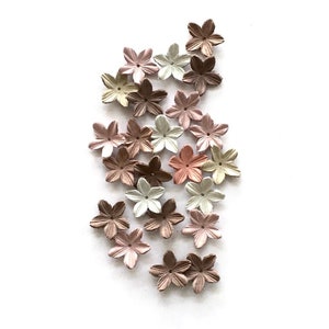 Soft leather flower set, assorted pastel and brown small floral pieces