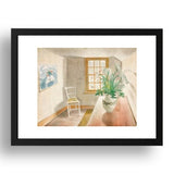 Interior with Flowers at Ironbridge, Ewenbridge Farm, Shalford, Braintree, Essex 1942, still life by Eric Ravilious,  framed reproduction