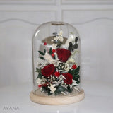 Large eternal rose bell FESTIVE ATMOSPHERE, preserved and dried red and white flower under a glass bell original hand made gift