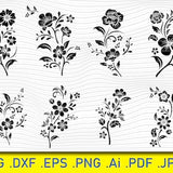 FLOWERS in SVG  Ornamental Corner Lines Plants svg,Floral decoration Leaves PNG for Cricut Silhouette Files, Easy Cut, Instant Download, svg