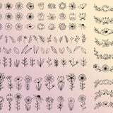 Flower SVG Floral Botanical Leaf Branch Stem Bough Mega diy design your own Cut File PNG JPG dxf Instant Download bundle