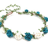 Teal flower crown, teal hair piece, teal headband, flower girl crown, halo flower crown, floral garland crown, wedding flower crown,